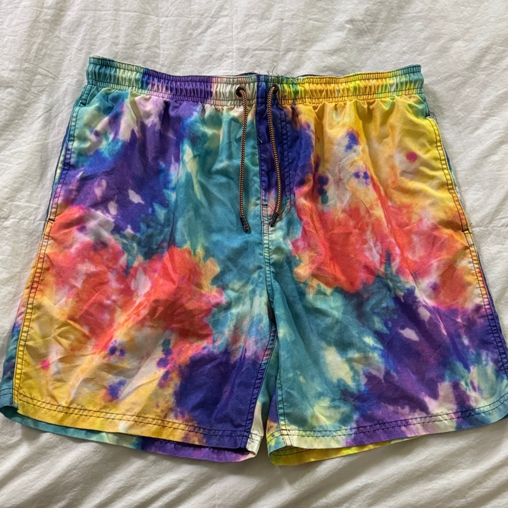 Vibrant Tie-Dye Men's Swim Trunks
